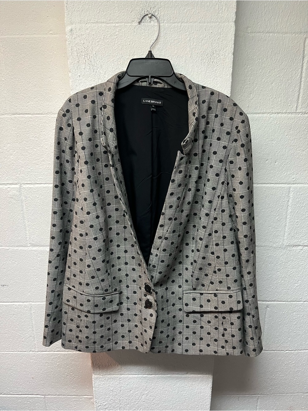 Lane Bryant Cream/Tan Blazer with Black Polka Dots - Picture 1 of 6